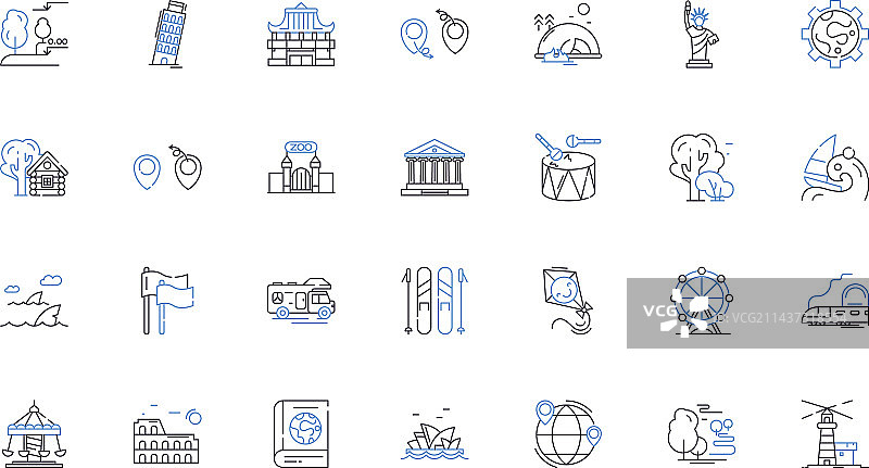 运动旅游线性图标合集图片素材