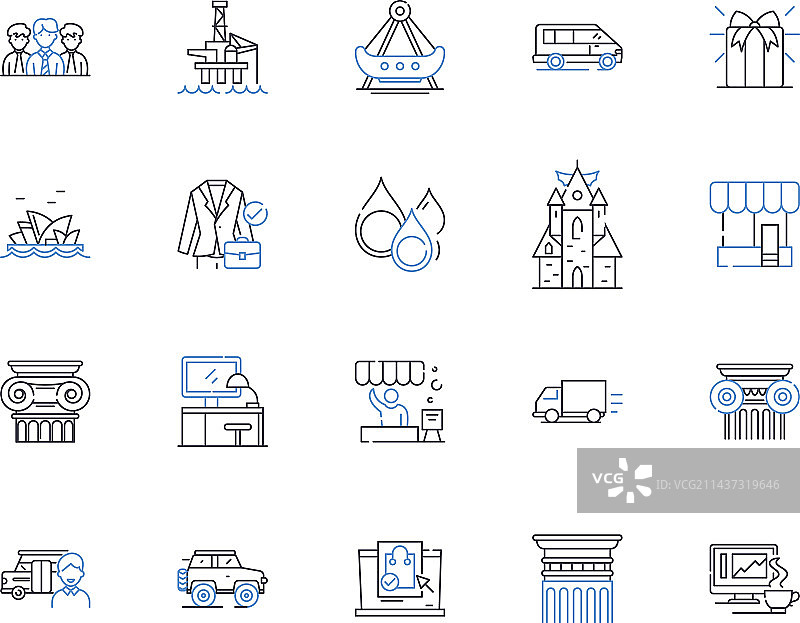 珠宝行业钻石系列线性图标图片素材