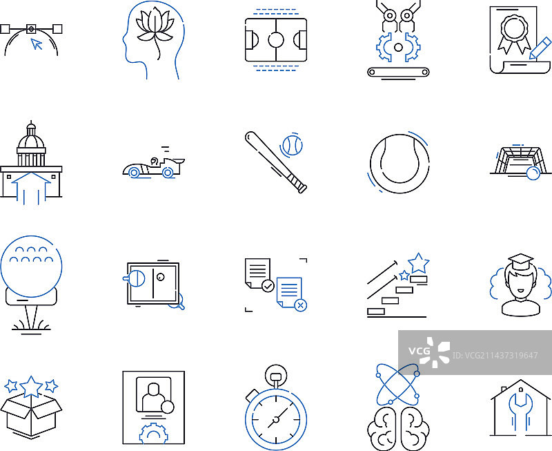 学生运动员活动线性图标合集图片素材