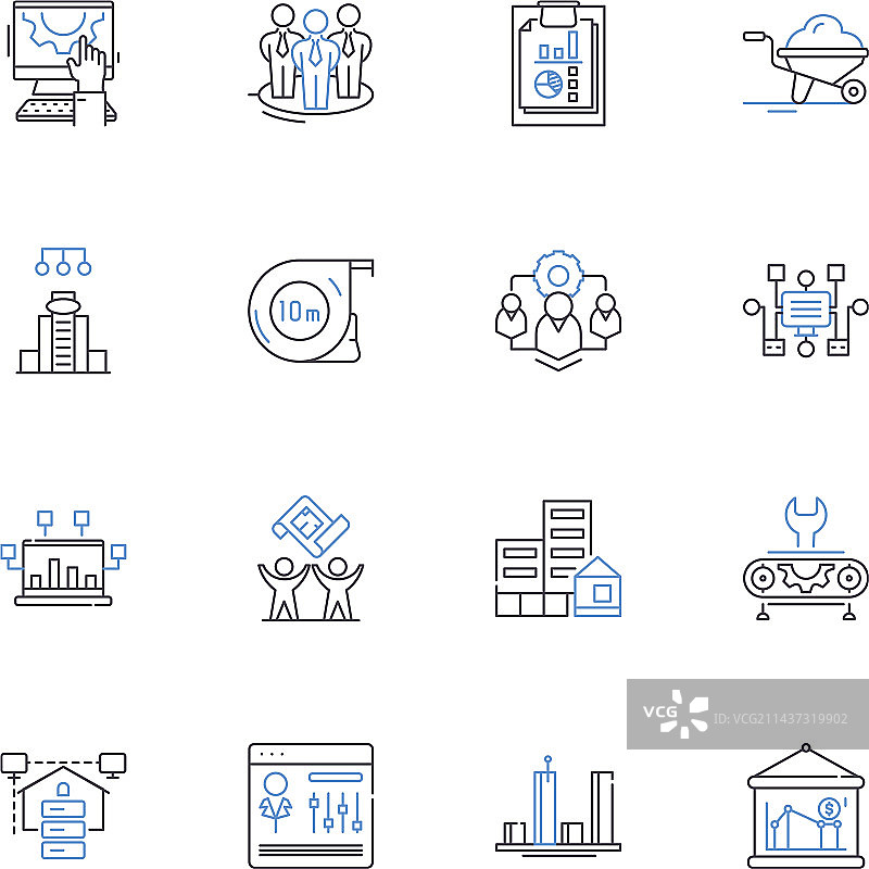 经济机构线性图标合集图片素材