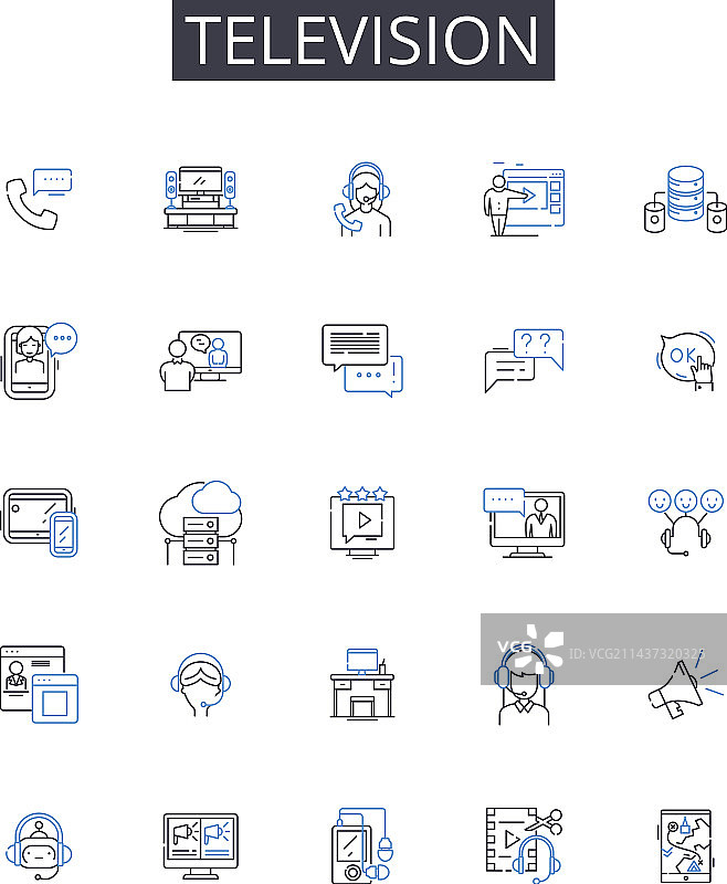 电视线性图标合集：吉他与钢琴图片素材