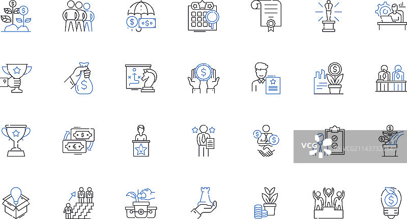 市场支配地位线条图标合集图片素材