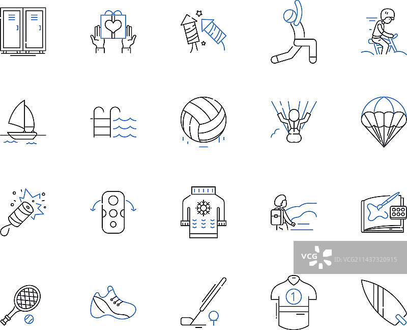 休息日和休闲运动线性图标图片素材