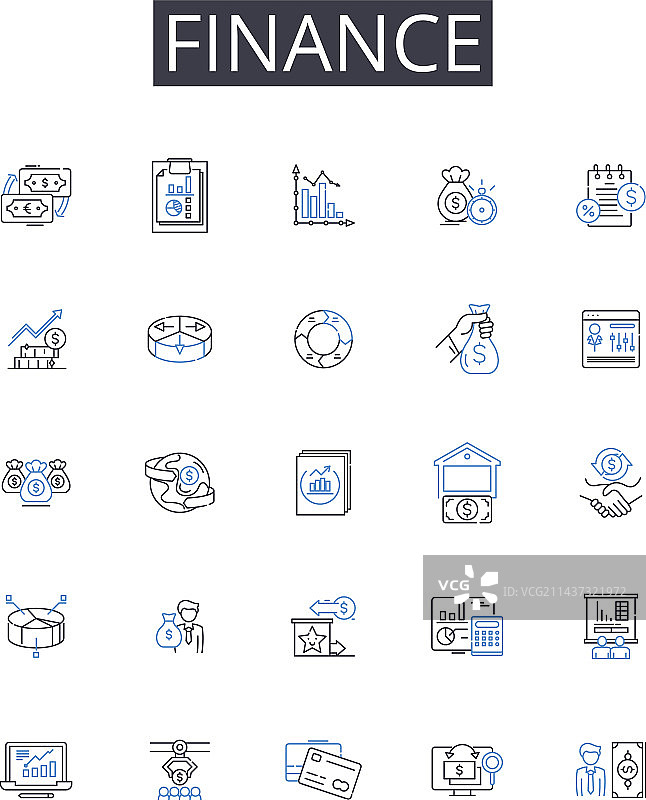 会计金融线条图标合集图片素材