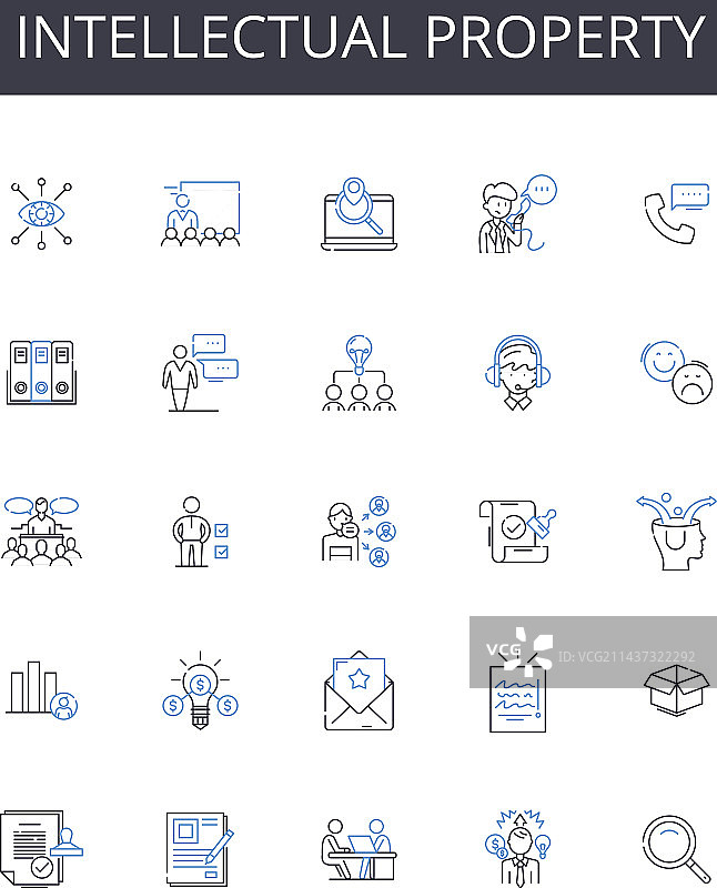 知识产权线性图标合集图片素材