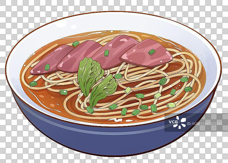 一碗兰州拉面美食手绘风格插画元素图片素材