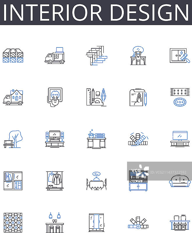 室内设计线性图标图片素材