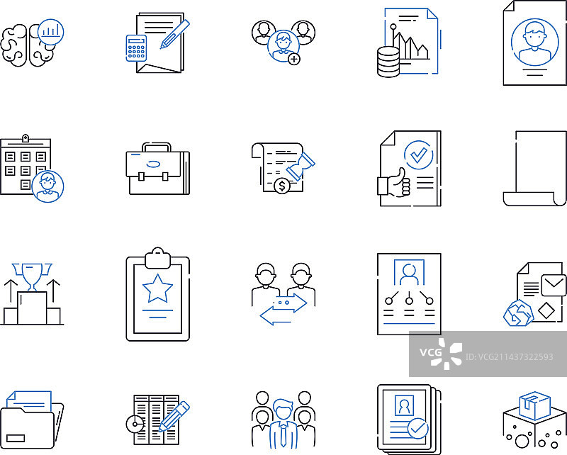 政府文件线条图标合集图片素材