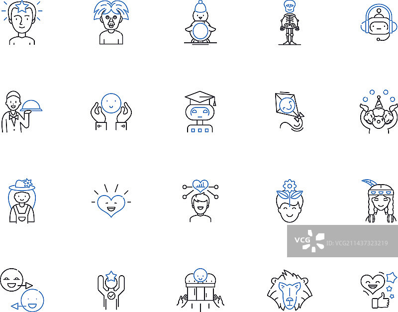 小丑线条图标合集：幽默与滑稽图片素材