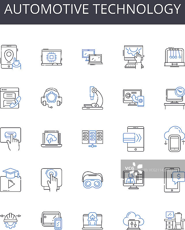 汽车技术线性图标合集图片素材