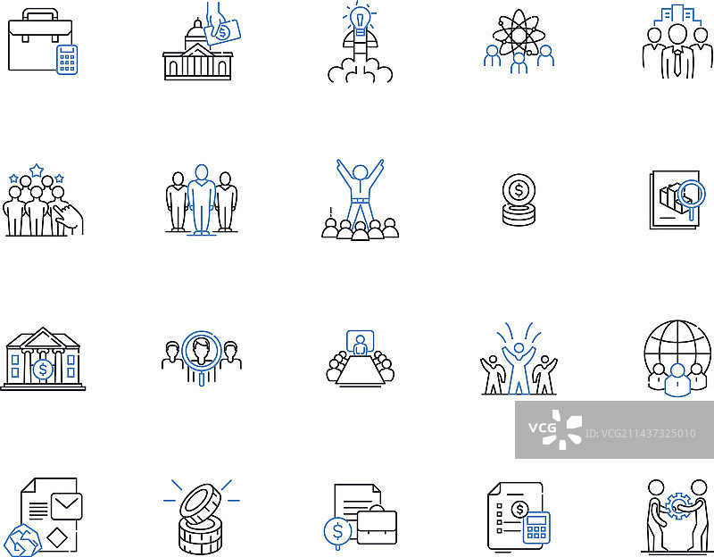 洲际经济线条图标合集图片素材