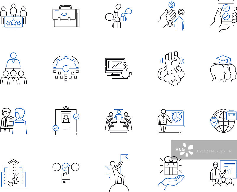 商业增长线性图标合集扩展图片素材