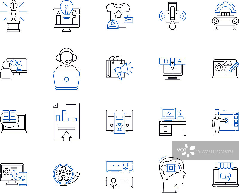 数据平台线性图标合集图片素材