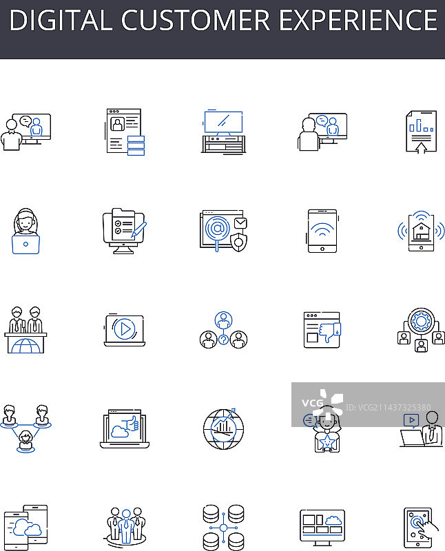 数字客户体验线性图标合集图片素材