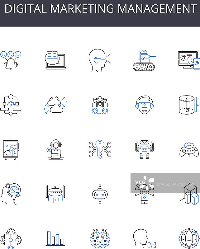 数字营销管理线性图标合集图片素材