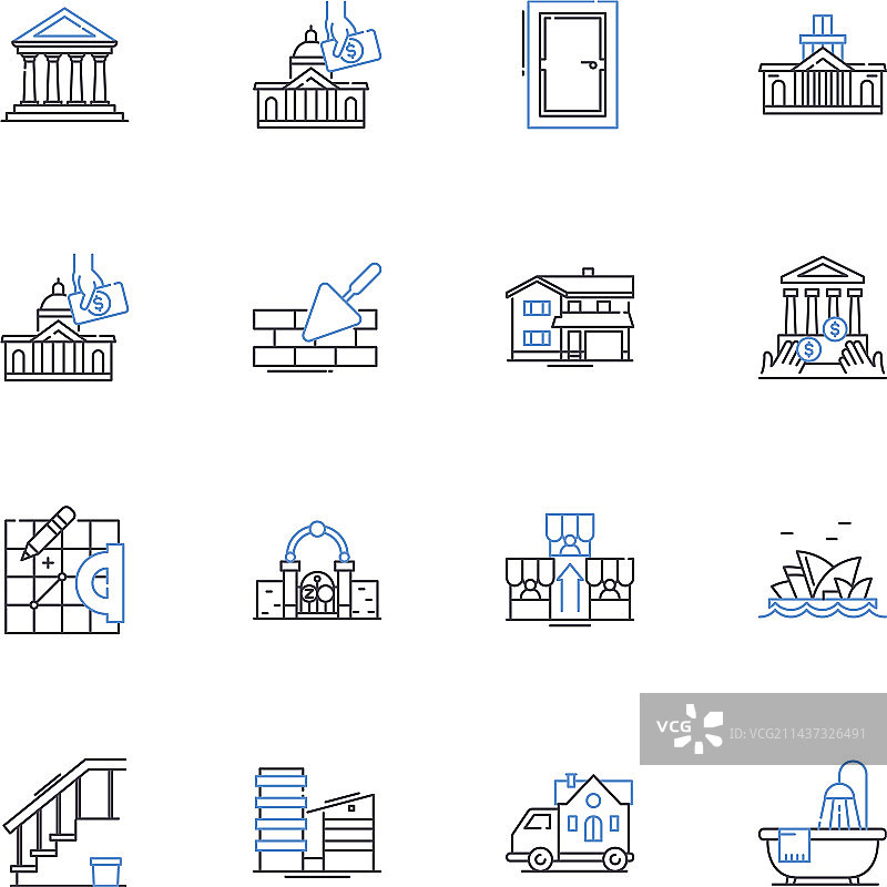 豪华宽敞的套房线条图标系列图片素材