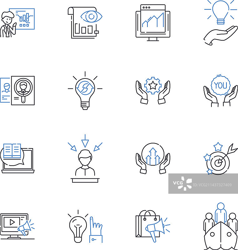 沉浸式增强现实线性图标合集图片素材