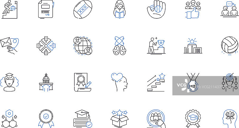 大学体育运动线性图标合集图片素材