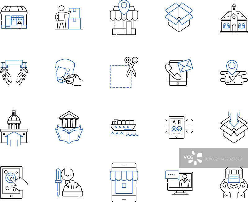 区域线条图标合集：森林与山脉图片素材