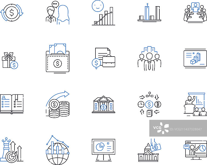 金融建模和模拟线性图标图片素材
