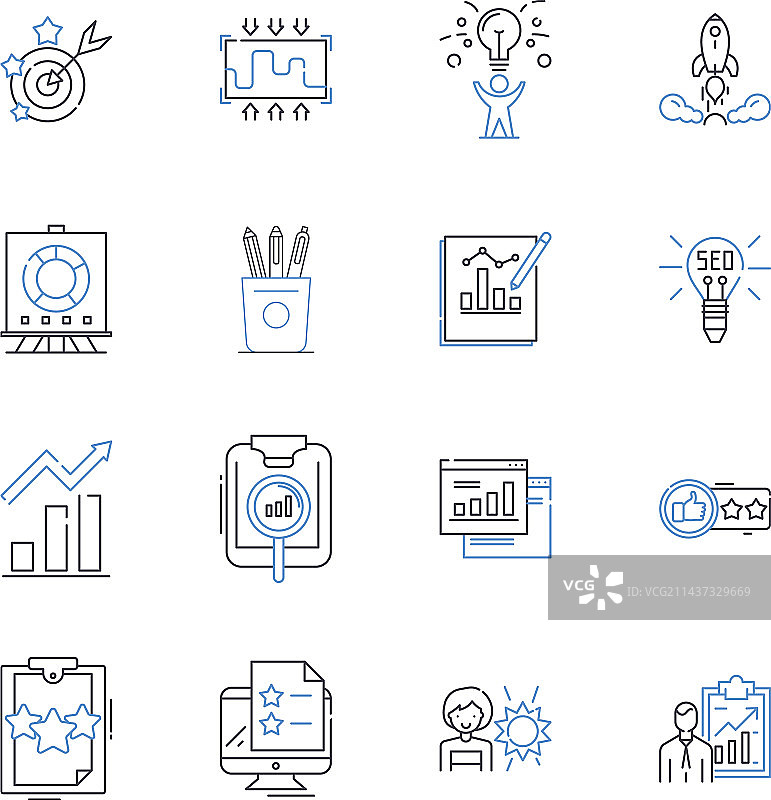 市场调研线性图标合集图片素材