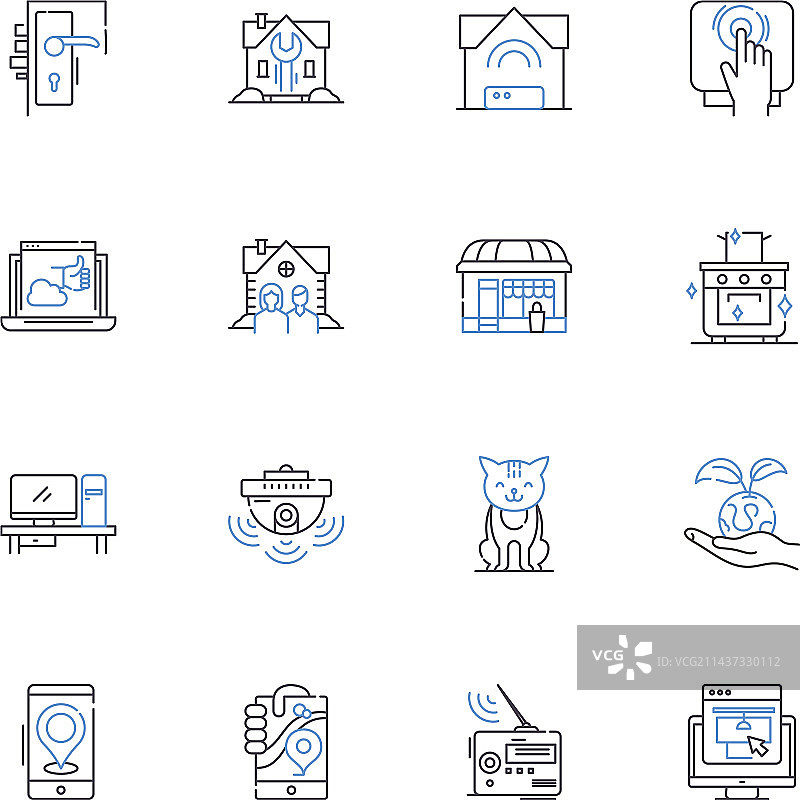 智能家居线性图标合集图片素材