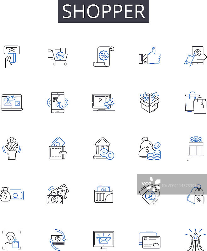 购物者线性图标合集图片素材