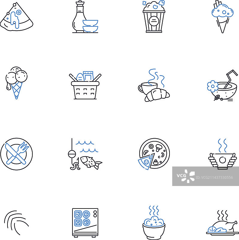 美味佳肴线条图标合集图片素材