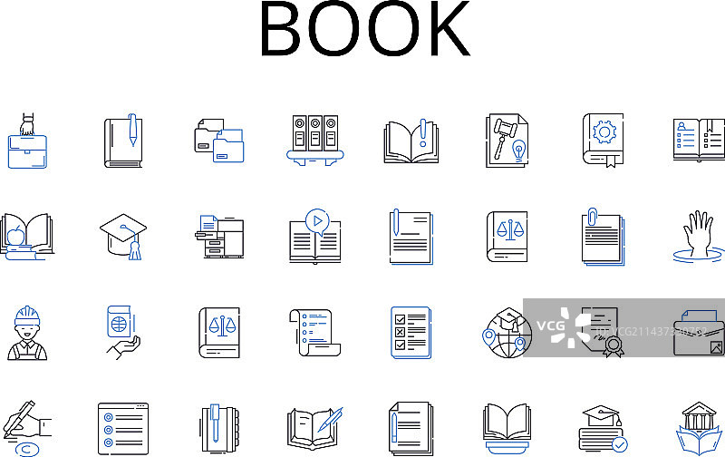 书籍线性图标合集图片素材