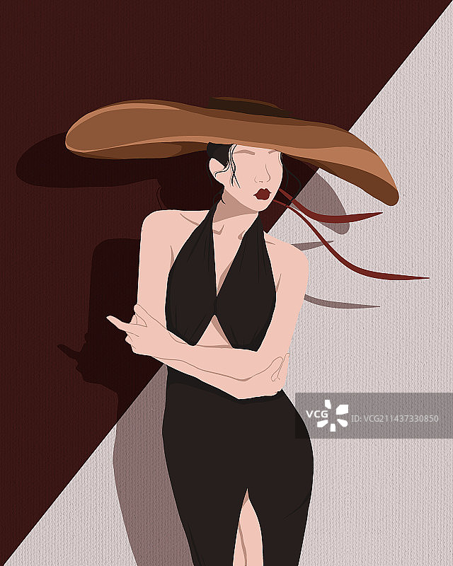 戴帽露背时尚美女图片素材