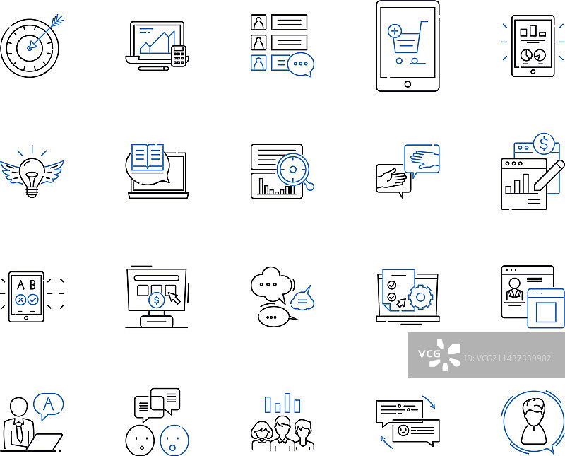 互联网广告线性图标合集图片素材