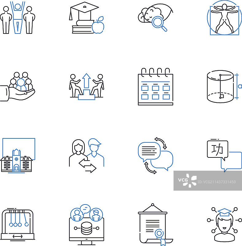 教育路径线性图标合集图片素材