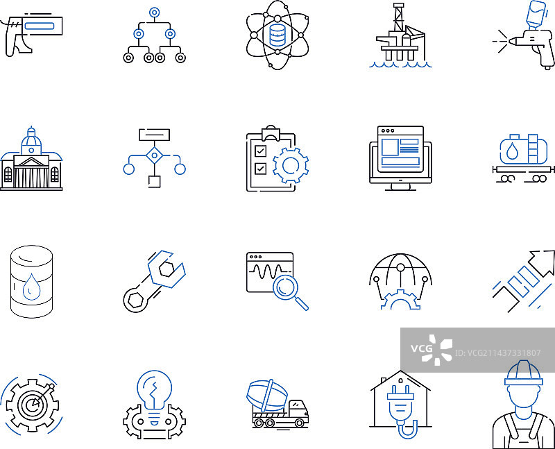 承包商线性图标建筑合集图片素材