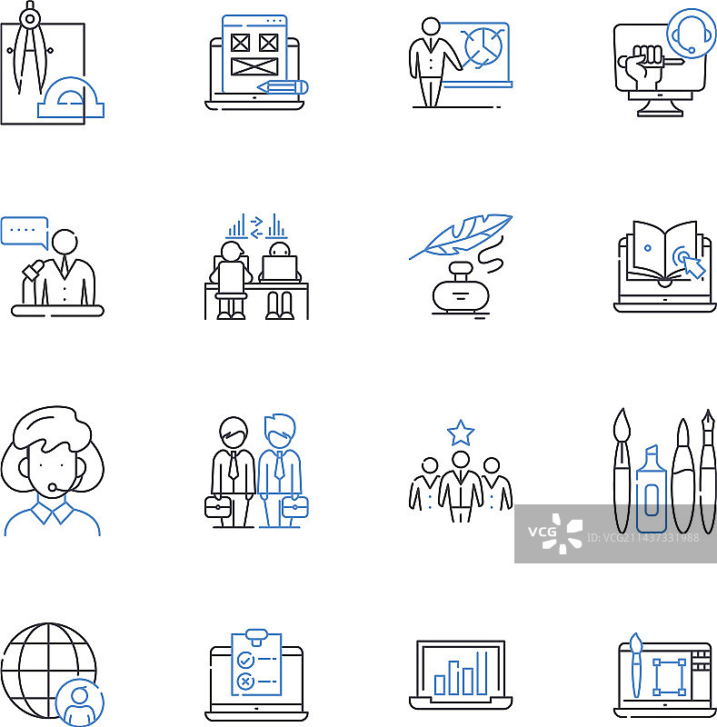 工作安排线性图标合集图片素材