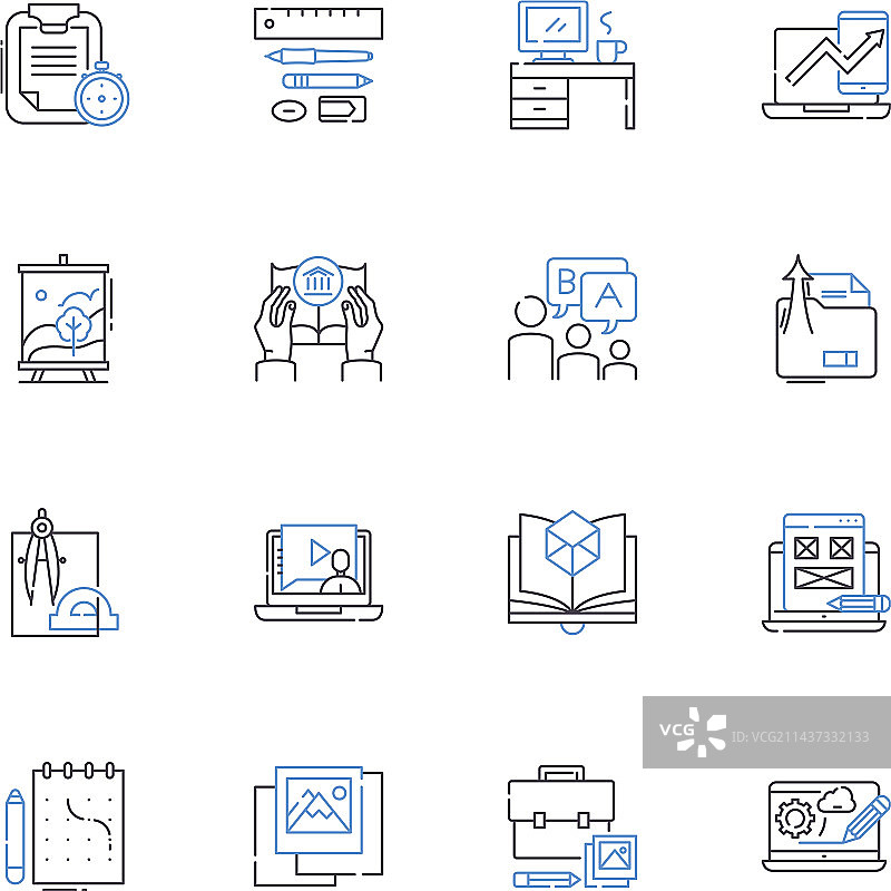 百科全书汇编线性图标合集图片素材