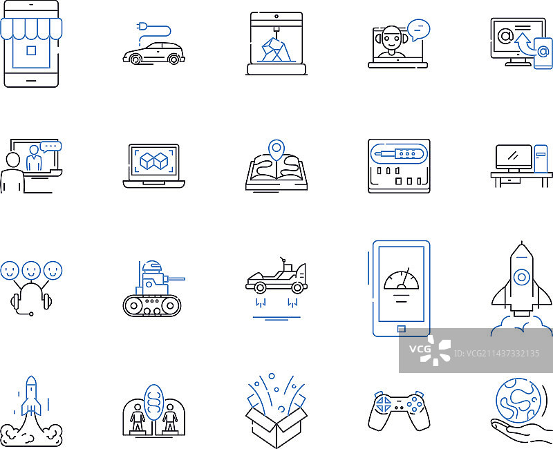 控制论系统线性图标机器人合集图片素材