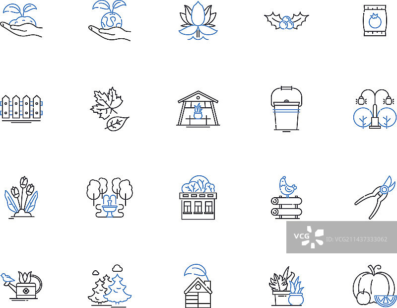 种植线性图标集合播种图片素材