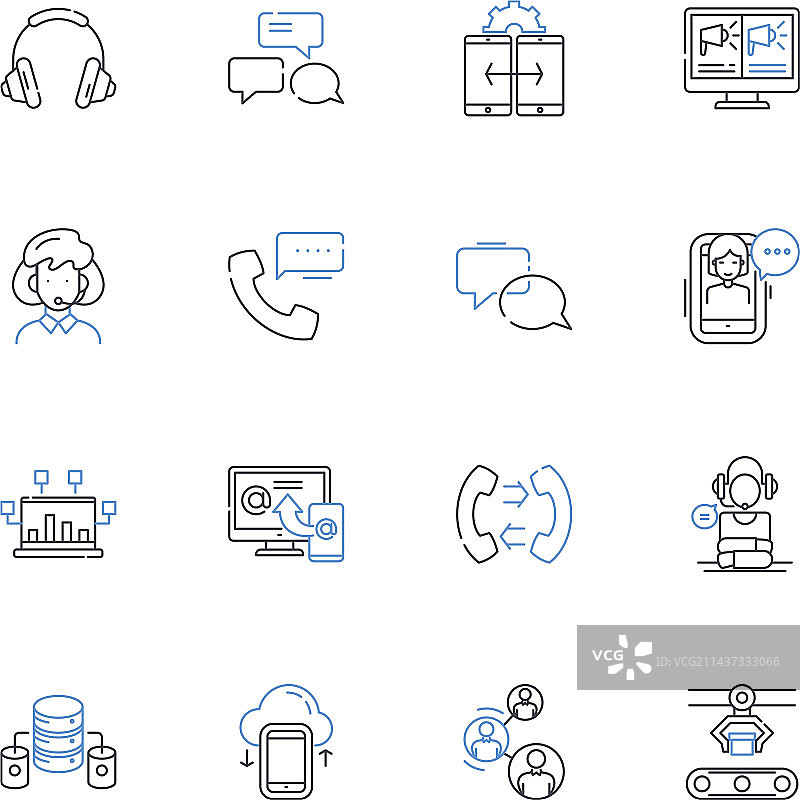 移动通信线性图标合集图片素材