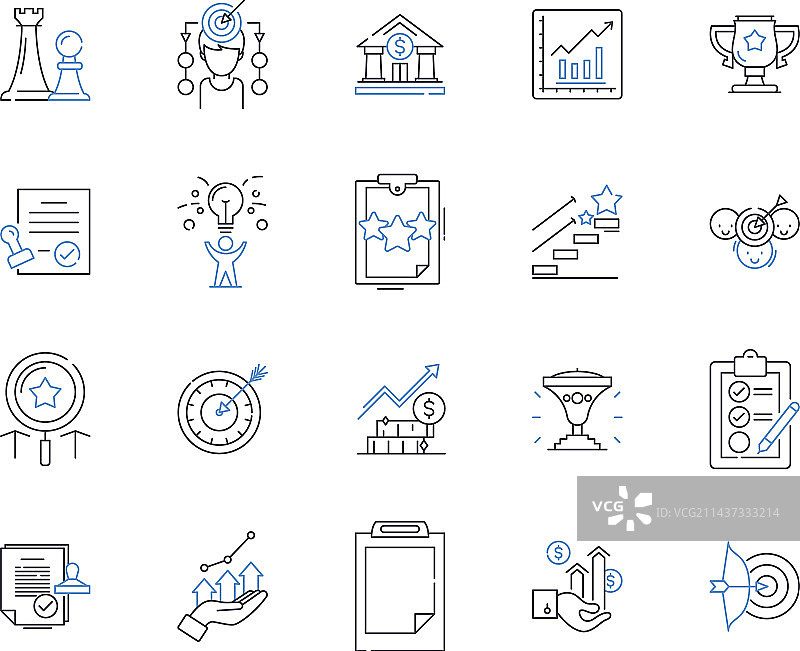 利润动机线性图标集图片素材