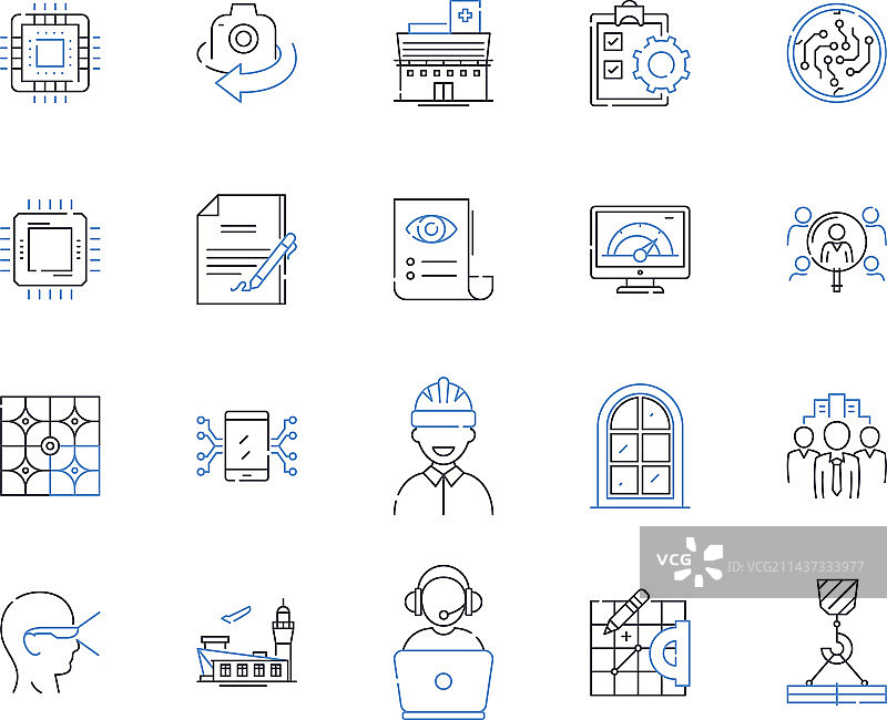 精湛工艺线性图标合集图片素材