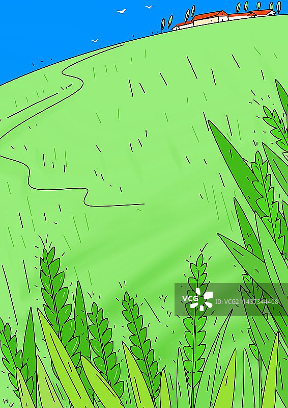 露营公园草地插画背景设计插图图片素材