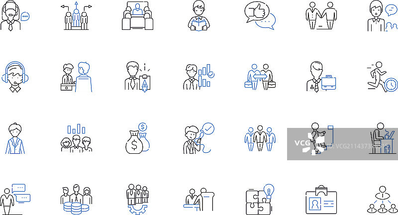 管理员和呼叫线路图标集合图片素材