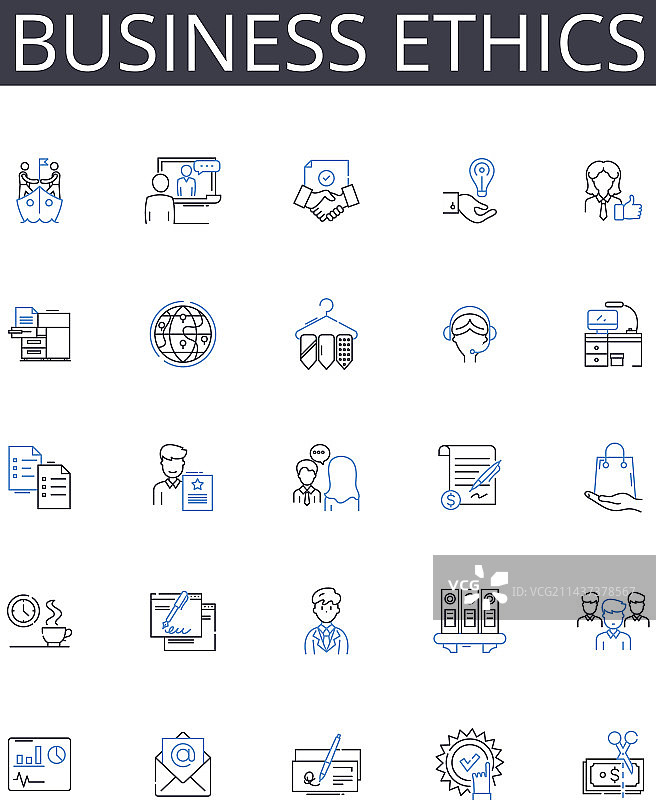 商业道德线性图标合集图片素材