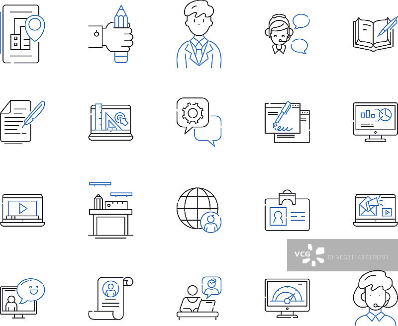 在线业务电商线条图标合集图片素材