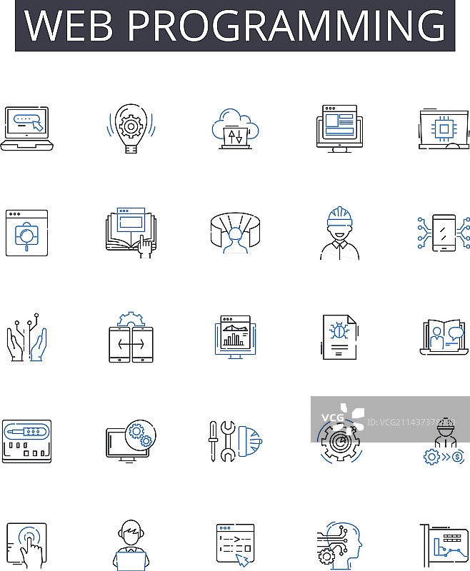移动端网络编程线性图标合集图片素材