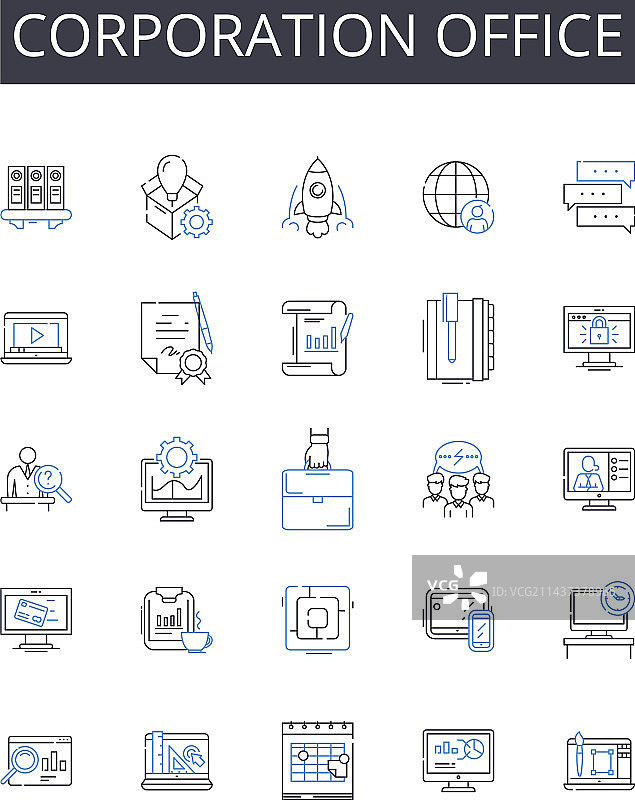 企业办公室系列线性图标图片素材