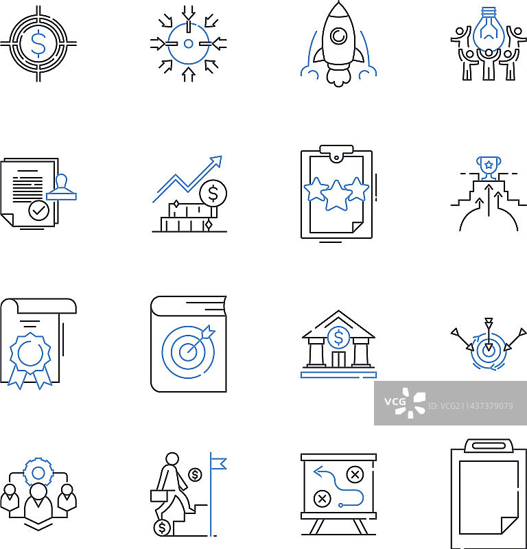 增长议程线性图标集合图片素材