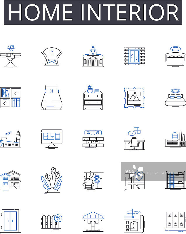 家居室内线条图标合集：办公空间图片素材