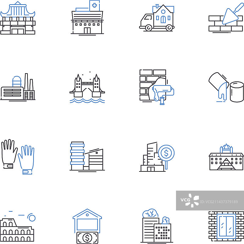 城市和郊区线性图标合集图片素材