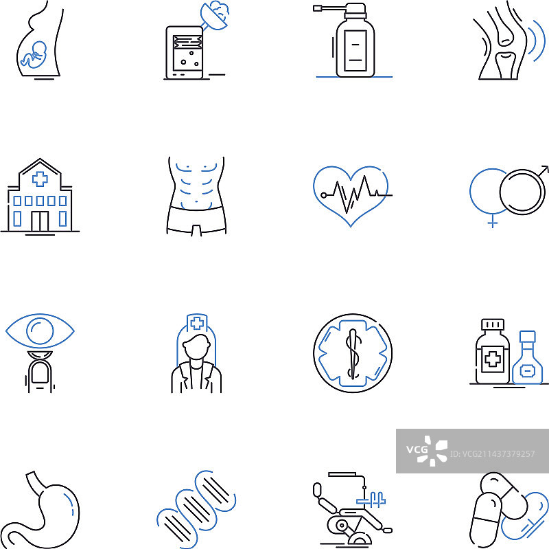 婴儿产科病房线条图标合集图片素材